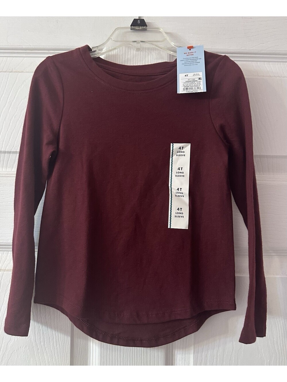 Cat & Jack Girls Burgundy Long Sleeve T Shirt Top Size 4T NWT Target